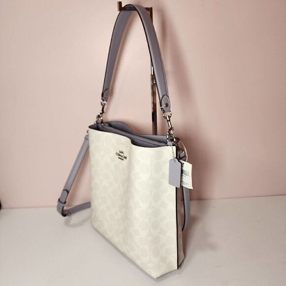 NWT COACH CA561 MOLLIE BUCKET BAG IN SIGNATURE CANVAS Chalk Mist Purple - Picture 2 of 7